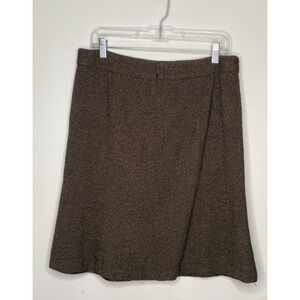 Antonio Melani Women's Brown Tweed Wool Blend A-Line Skirt Zip Back Size 12